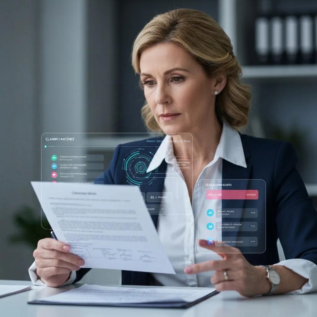 Claims adjuster using AI tools for fraud detection and claims processing